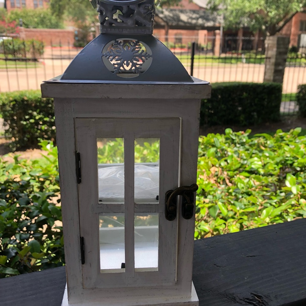 White wood lantern